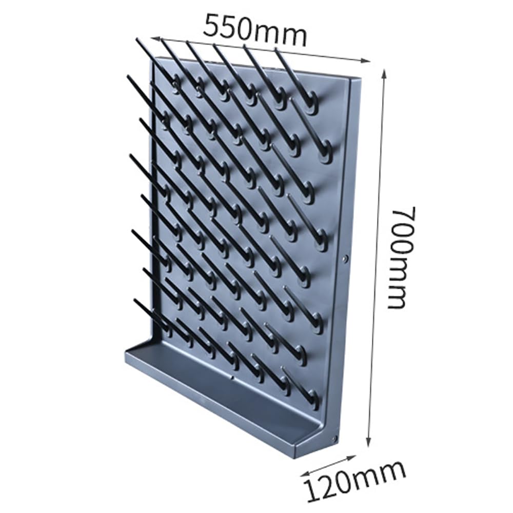 Scolapiatti per vetreria da laboratorio con pioli staccabili, design ad angolo di 45° per un drenaggio efficiente, montaggio a parete per provette e boccette