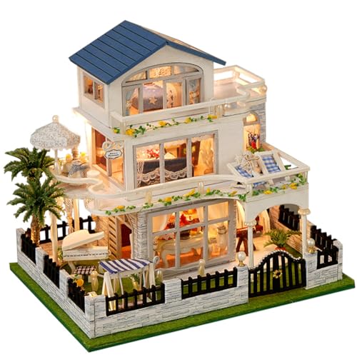 10 Best Dollhouse Christmas Gifts That Will Delight Any Child 2 Cjeuxnr DIY Mini Dollhouse Kit Wooden Doll House with LED Lights Handmade Shop Room Miniature Dolls House Kit,Creative Craft Home Decor Gift for Holiday