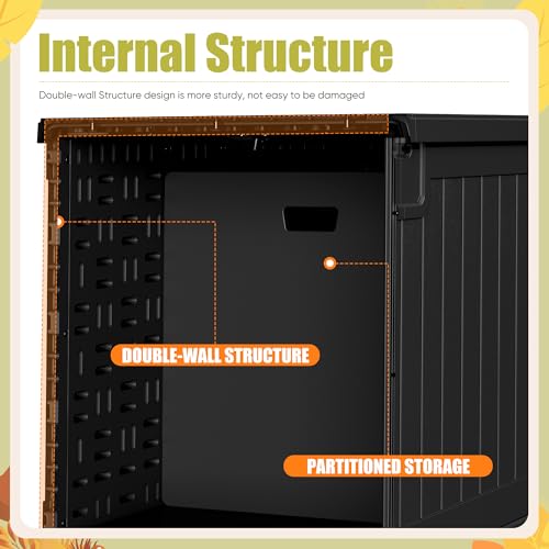 image for Devoko 240 Gallon Double-Wall Deck Box with Divider, Side Handles, Res