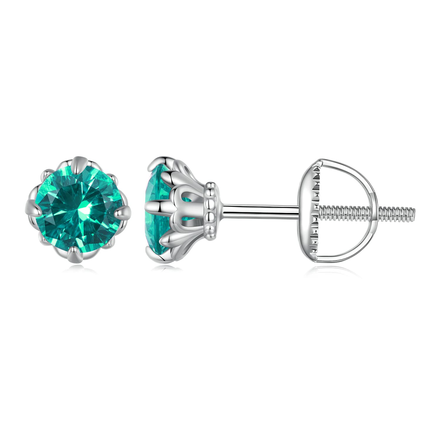 HHRFCS Orecchini a Bottone con zirconi cubici da 6 mm con Strass a Taglio Rotondo Orecchini ipoallergenici per Donne e Ragazze