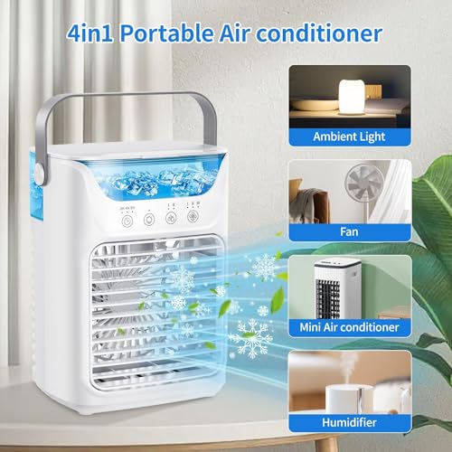 Mini climatiseur portable 4 en 1 avec réservoir de 700 ml et minuterie