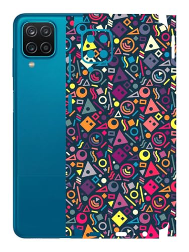 Image of AtOdds - Mobile Back Skin Sticker Wrap Compatible with Samsung Galaxy A12 (Coverage - Back+Camera+Sides) (Shapes Graffiti)