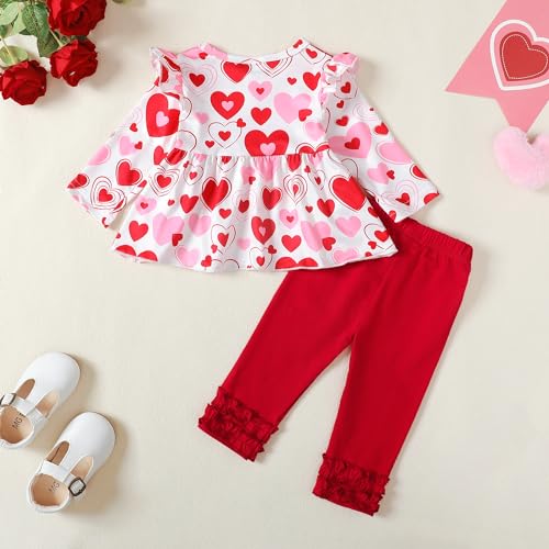 Image of Newborn Baby Girl Clothes Toddler Girl Outfits Ruffle Long Sleeve Tops Pants with Hats and Headband Fall Summer Clothes Sets