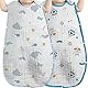 JUNSHUO 2pcs Babyschlafsäcke, Schulterknöpfe Leicht Ausziehen, Weicher & Atmungsaktiver Verstellbarer Babyschlafsack Sommer Schlafsack Sommer, Grau und Grün, Verfügbar im Alter von 0 bis 2 Jahren