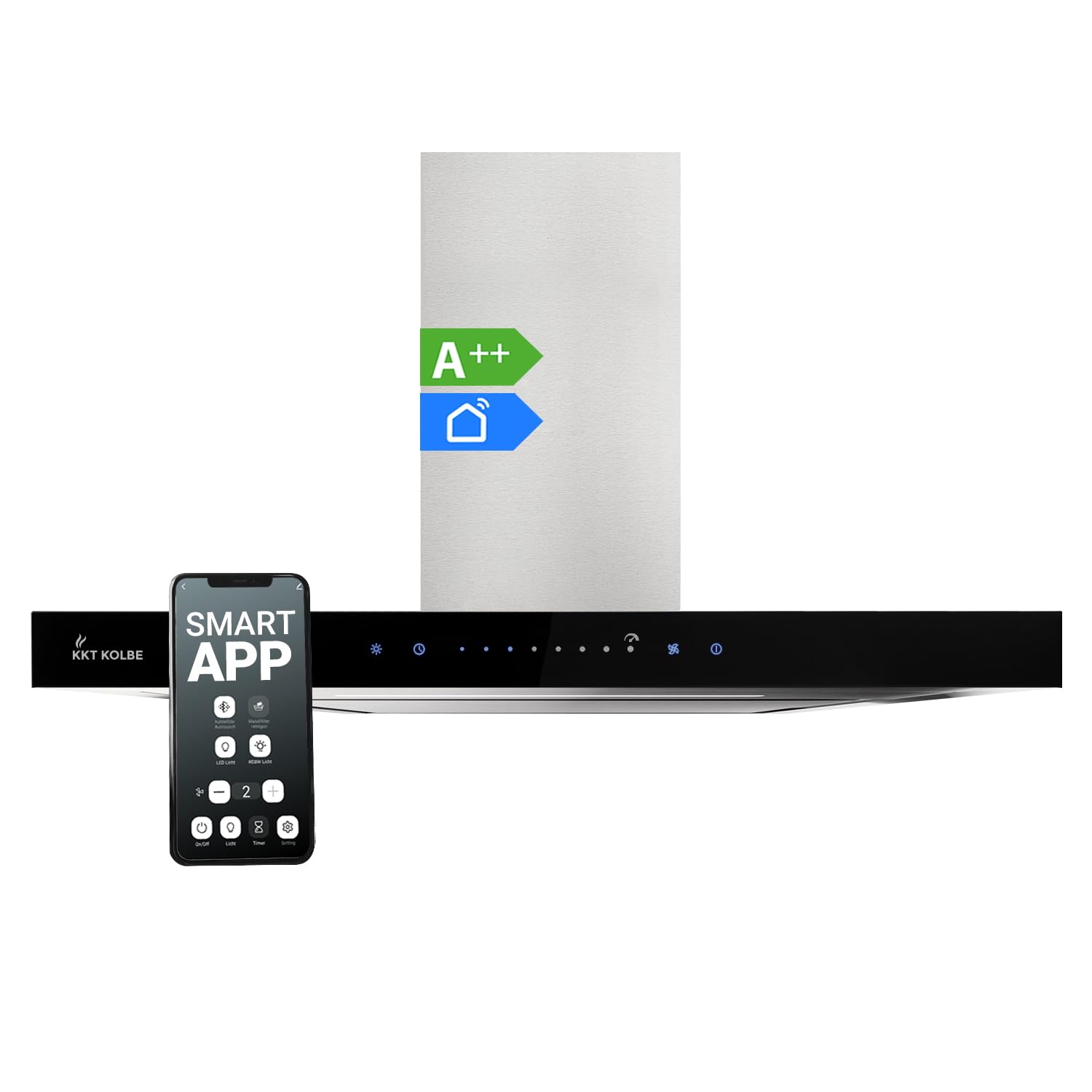 Okap kuchenny 60 cm | okap ścienny | stal nierdzewna | czarne szkło | WiFi | automatyczne wyłączanie | sterowanie dotykowe | FLAT6006ED
