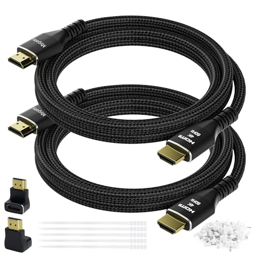 Câble HDMI 4K 1 mètre(paquet de 2),câble HDMI 2.0 Ultra HD,connecteurs en nylon tressé et plaqués or,4K à 60 Hz,2K,1080P,câbles HDMI en vrac pour...