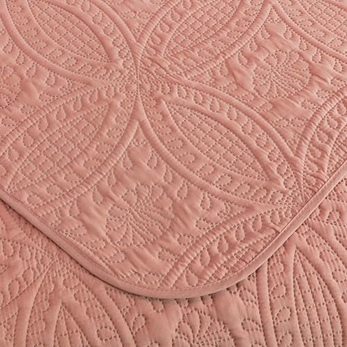 Image of Chezmoi Collection Austin 3-piece Oversized Bedspread Coverlet Set (Queen, Salmon)