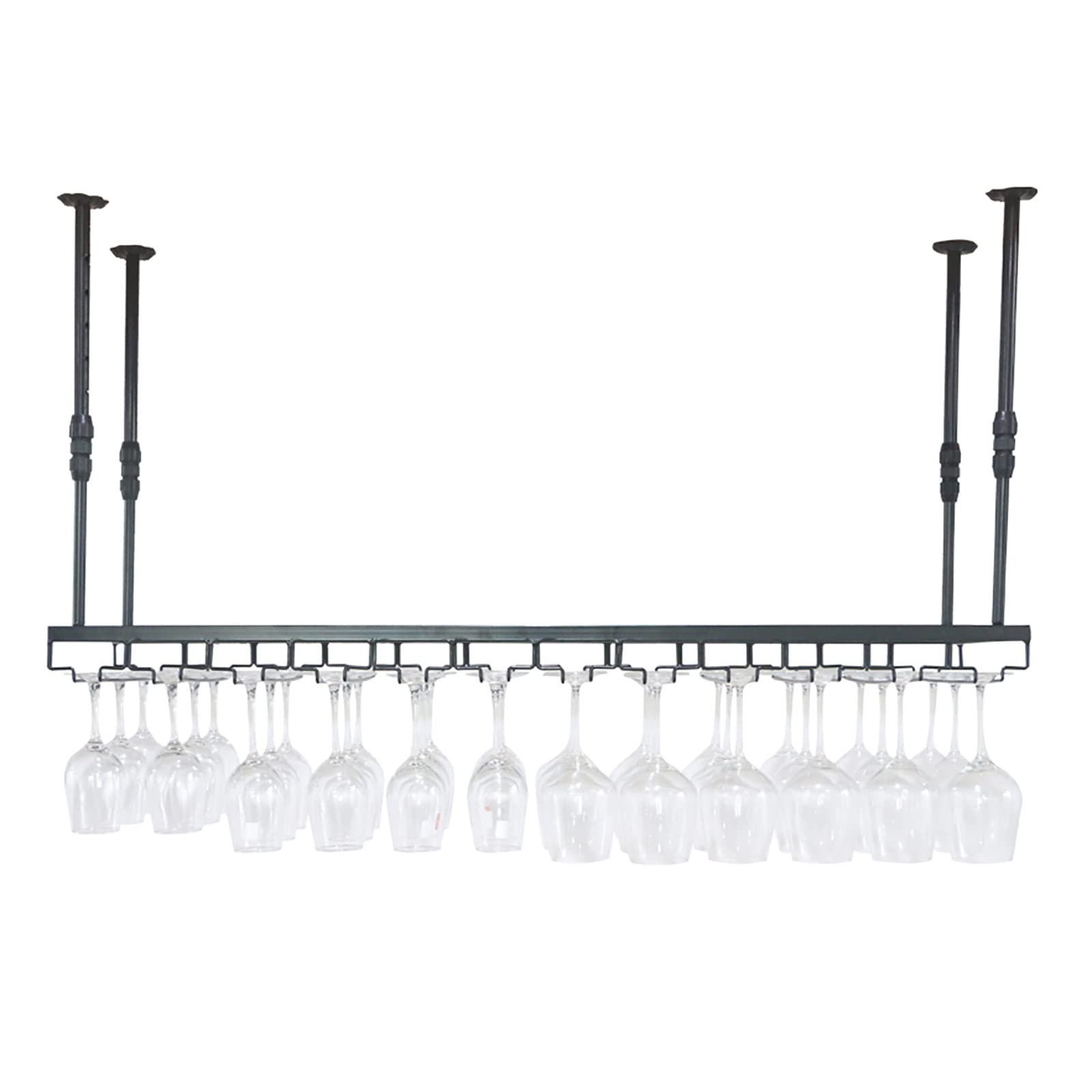 ELEdvb Wine Rack, Industrial Ceiling Wine Racks, Adjustable Height, Metal Wine Holder Stemware Goblets, Hanging Iron Wine Glass Shelf, for Bars, Kitchens, Restaurant/60Cm (120cm)