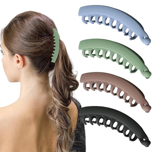 JEYORZY 4x Banana Clip, peines grandes vintage de plátano, Clips De Plátano Bananas Hair Clip, Plátano Pinzas Para El Cabello Para Cabello, Clips de banano, Pinzas para el pelo de plátano, Para niñas