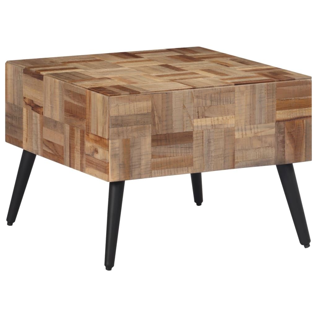 SXZenSpace Coffee Table 55x55x40 cm Reclaimed Teak & Iron, Grey Wood Living Room Accent for Sofa Side, Bedroom or Hallway