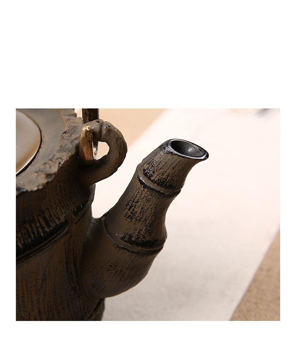 Exquisiter Wasserkocher Gusseisen-Teekannen-Set, japanische Teekanne, Tetsubin-Wasserkocher, Getränke-Kungfu-Werkzeuge, Edelstahl-Sieb, Bambus-Gelenk-Teekessel, 1 2 l, wie abgebildet