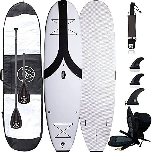 South Bay Board Co. - 10’4 Big Cruiser Stand Up Paddle Board Package - Wax-Free Soft-Top Paddle Board, Bag, Kayak Seat, Paddle, Leash, & Fins - Best Beginner SUP Package for Adults