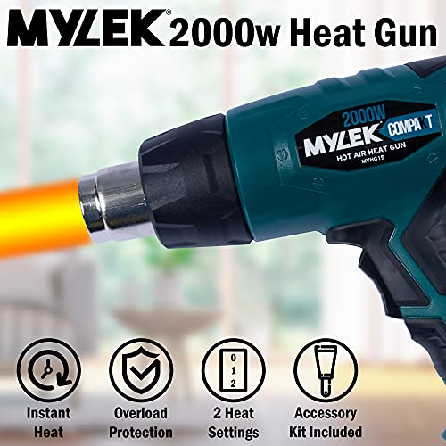 MYLEK Hot Air Heat Gun 2000W - Professional DIY Crafting, Paint Stripper, Shrinking PVC, Wrapping, Embossing, Thawing, Bending Plastic, 2 Temperatures Max 650°C, Accessory Kit & Safety Equipment 4 MYLEK Hot Air Heat Gun 2000W - Professional DIY Crafting, Paint Stripper, Shrinking PVC, Wrapping, Embossing, Thawing, Bending Plastic, 2 Temperatures Max 650°C, Accessory Kit & Safety Equipment - Image 4