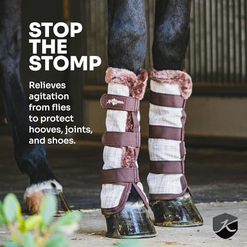 Image of Kensington Protective Products Horse Fly Boots - Fleece Trimmed - Stay-Up Technology - Protection from Insect Bites and UV Rays - Sold in Pairs (2 Boots)