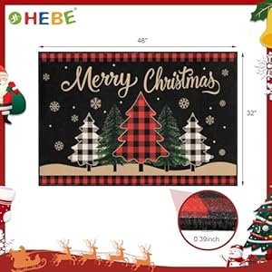 HEBE Christmas Doormat Indoor Outdoor 32"x48" Non Slip Buffalo Plaid Farmhouse Welcome Door Mat Large Low Profile Entryway Mat Washable Entrance Mat Floor Carpet for Front Door Holiday Decor HEBE Christmas Doormat Indoor Outdoor 32×48 Non Slip Buffalo Plaid Farmhouse Welcome Door Mat Large Low Profile Entryway Mat Washable Entrance Mat Floor Carpet for Front Door Holiday Decor