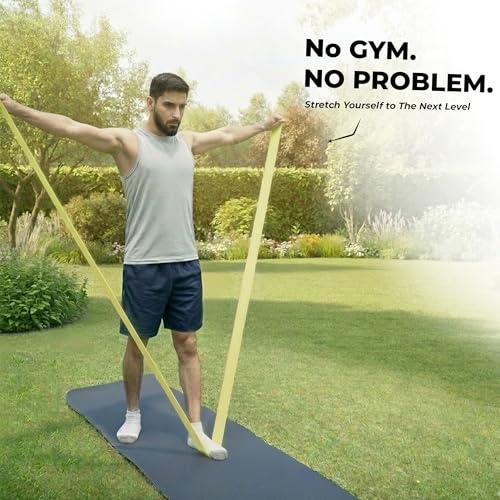 Image of Durafit91 Resistance Bands Set of 1(Medium Yellow), Exercise Thera Band for Men & Women, Natural Latex Stretch Band for Yoga, Pilates, Strength Training, Home Workout, Gym Fitness, Physical Therapy