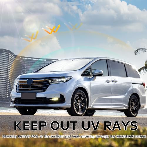 for Odyssey 2026 Windshield Sun Shade Foldable Sunshade fit for Honda Odyssey 2018-2024 2025 LX,EX,EX-L,Touring,Elite Minivan Windshield Cover, Front Window Shield 210T Sun Visor Car Accessories