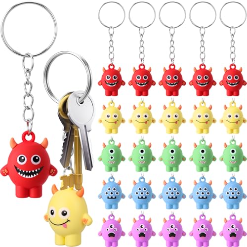 Bucherry 25 Pcs Mini Monster Figure Keychains Mininature Cute Animal Key Chains Bulk for Party Favors Backpacks Gift Stuffers (Fairy 1)