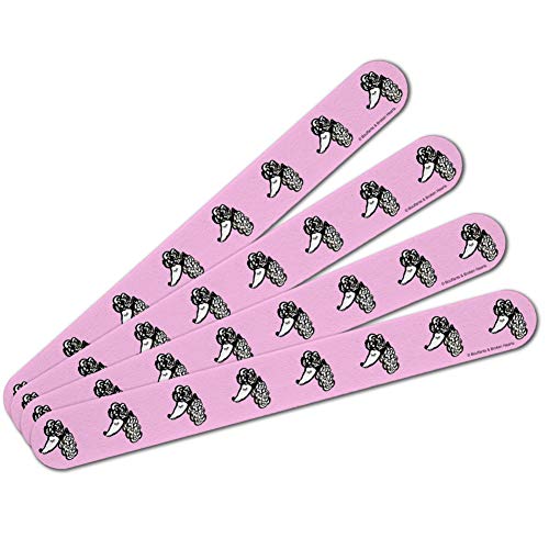 Pretty Poodles Dogs Pattern Double-Sided Nail File Emery Board Set 4 Pack