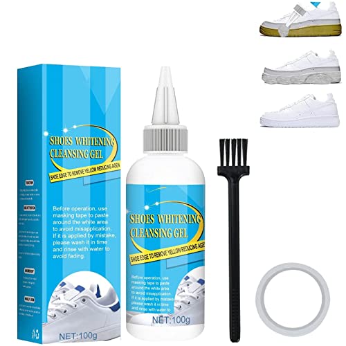 Hamsw Limpiador Zapatillas Blancas, Gel Limpiador Blanqueador de Zapatos, para Suciedad y Manchas para Zapatillas de Deporte y Zapatos Casuales con Aplicador de Cepillo, 100 Ml (1 Set) Cover