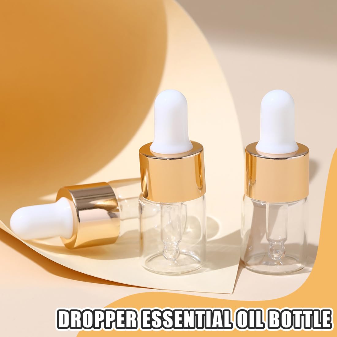 20 unidades Mini botellas con pipeta, frascos de vidrio transparente con gotero, ideales para aceites esenciales, aromaterapia, masajes y cuidado de uñas (2ml)