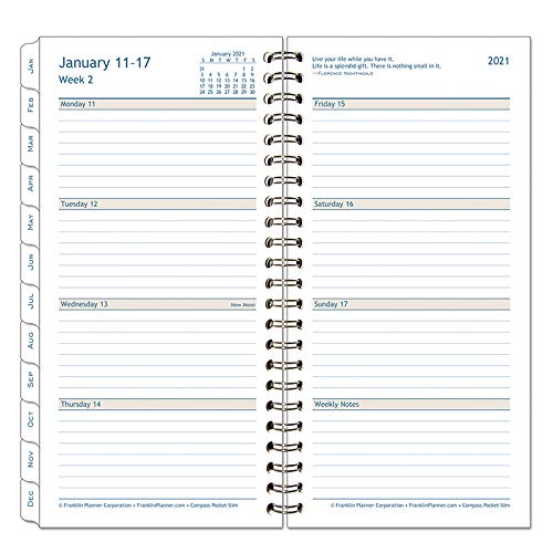 FranklinCovey Pocket Slim Compass Weekly Wire-Bound Planner - Jan 2021 - Dec 2021