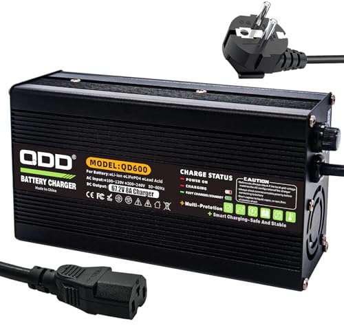 QDD Chargeur intelligent de batterie Li-ion 67,2 V 8 A avec ventilateur utilisé pour batterie Li-ion 16S 60 V chargeur 60 V