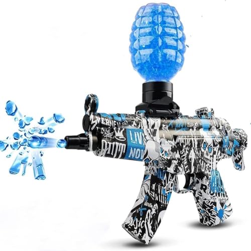 2026 Neueste Gel Ball Blaster Pistole MP5 Automatische Elektrische Splatter Ball Gun mit Schutzbrille und 30000 Munition 7-8 mm für Kinder und Erwachsene Spielzeugpistole (Blau)