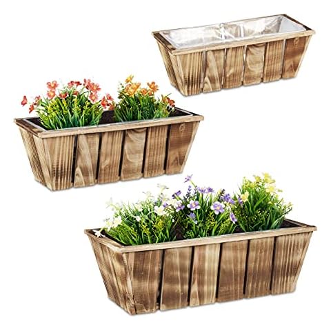 Relaxdays Vintage Rectangular Flowerpots Set Cover