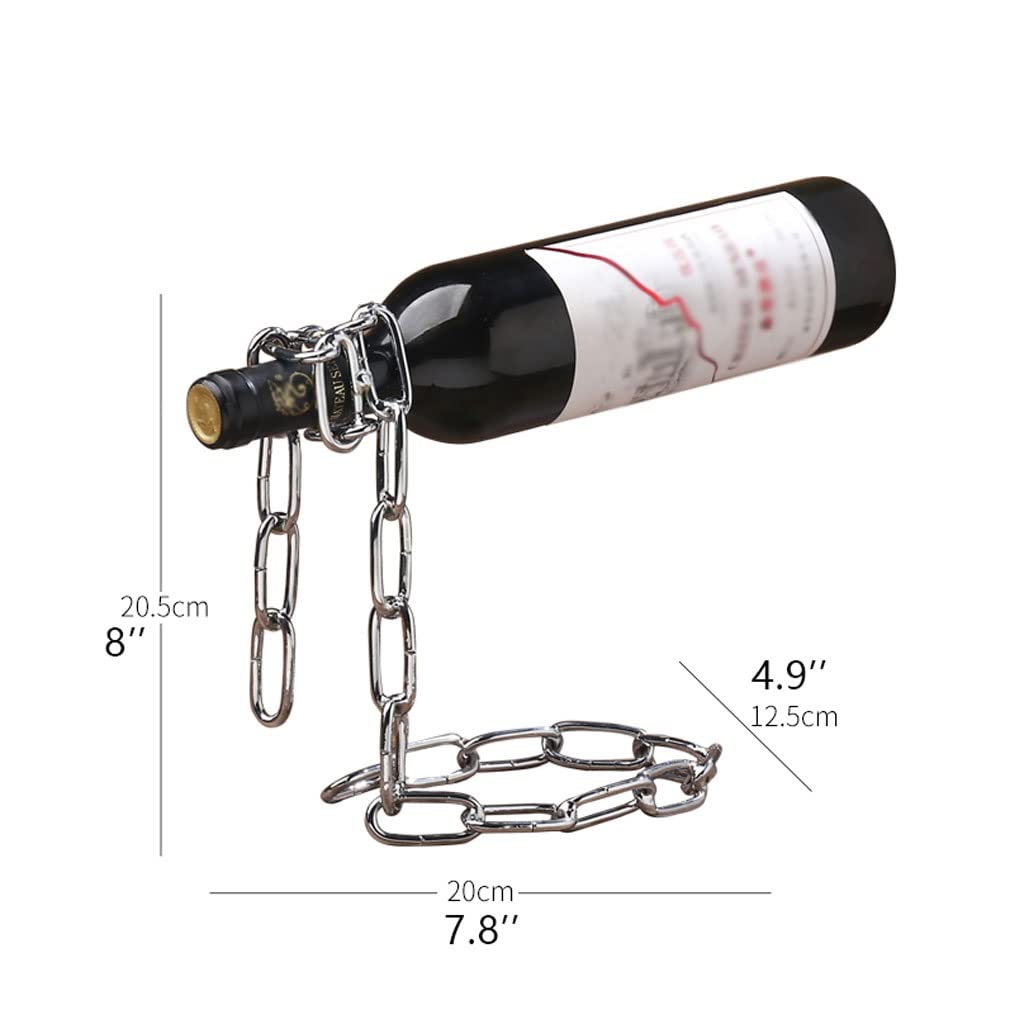 Estante Para Botellas De Vino Cadena de hierro bastidores de vino Suspensión de metal europeo Retro creativo Hecho a mano Hecho a mano Bar Soporte Soporte de pantalla Para Bar Sala De Estar(Bronzed)