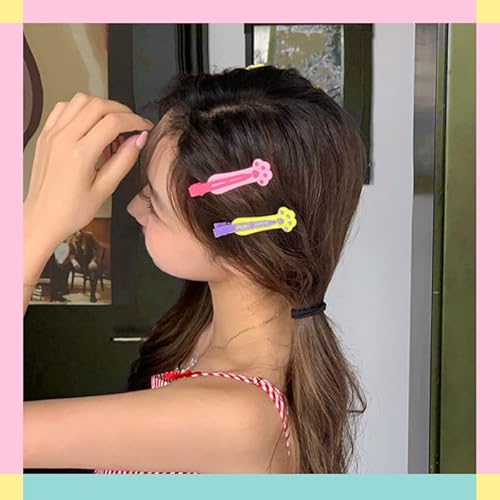 Aufruh 8Pcs Cute Cat Paw Hair Clips Kawaii Funny Cartoon Animal Hair Pins Hair Accessories Matte Hairpin Set Styling Metal Clips Pink Yellow Black Gray #TOP6