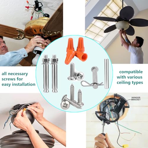 AICWIOO Universal Ceiling Fan Mounting Bracket Kit with Hanger Ball - 2.0mm Heavy Duty Steel Mount for 1" Downrods & 4" Boxes, Flat & Low Slope Ceilings (≤10°), NOT for Hugger Fans by AICWIOO - Image 6