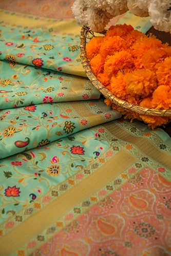 Image of DEVANGI Women's Woven Banarasi Silk Dupatta /Chunni For Women, Floral Print 1 Meter Wide and 2.3 Meter Length Printed Designer Dupatta /Chunni For Girls