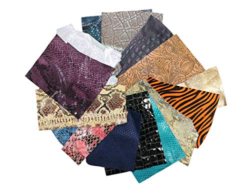 Stonestreet Leather Bright And Colorful One Pound Embossed And Printed Scraps Leather Remnants Earrings, Key Fobs, Small Accessories, Cuff Bracelets #TOP6