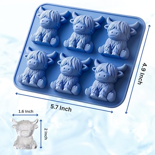 Molde para cubitos de silicona 3D vaca Highland miniatura 6