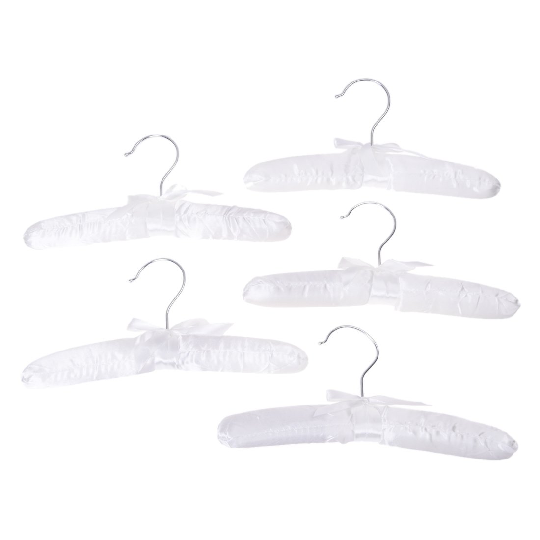 TOOGOO(R) 5Pcs Luxury Satin-Padded Children's Clothes Kids' Cloth Hook Hanger Wardrobe Organiser--White