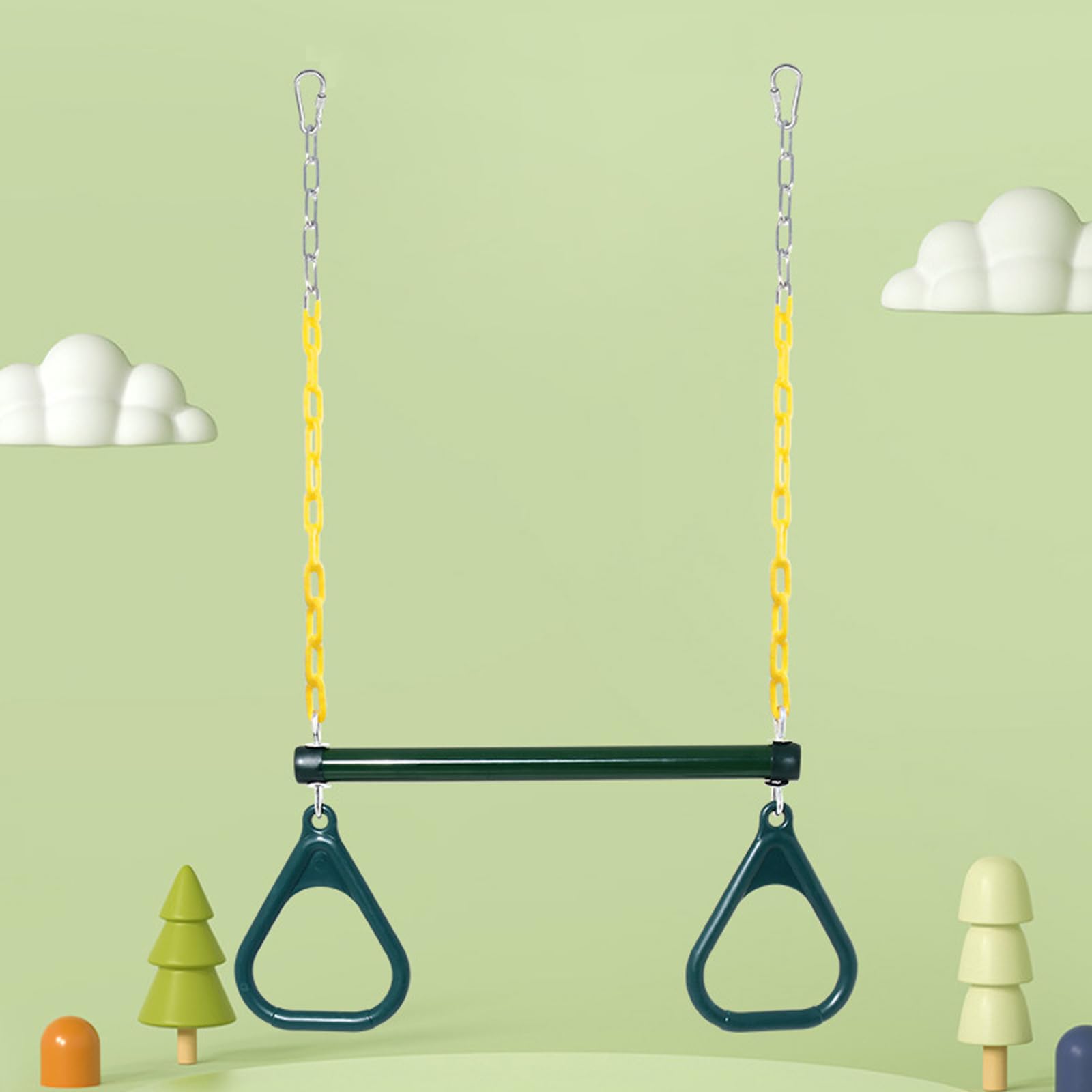 Traversa per Altalena a Catena per Bambini con Maniglie, Giocattolo a Trapezio Regolabile con Lunghezza Totale 120 cm / 47, 24 Pollici per Uso all ' Aperto Maniglie per Palestra Accessorio