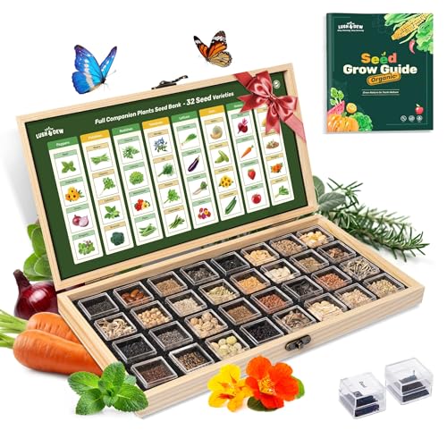 Lush&Dew Companion Plants Heirloom Seed Bank, Gardening Gifts for Women