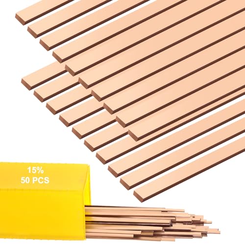 LIUBUJINGYING 50 Sticks Brazing Rods AWS BCuP-5 15% Silver Solder Phos Copper Alloy, Industry 0.050