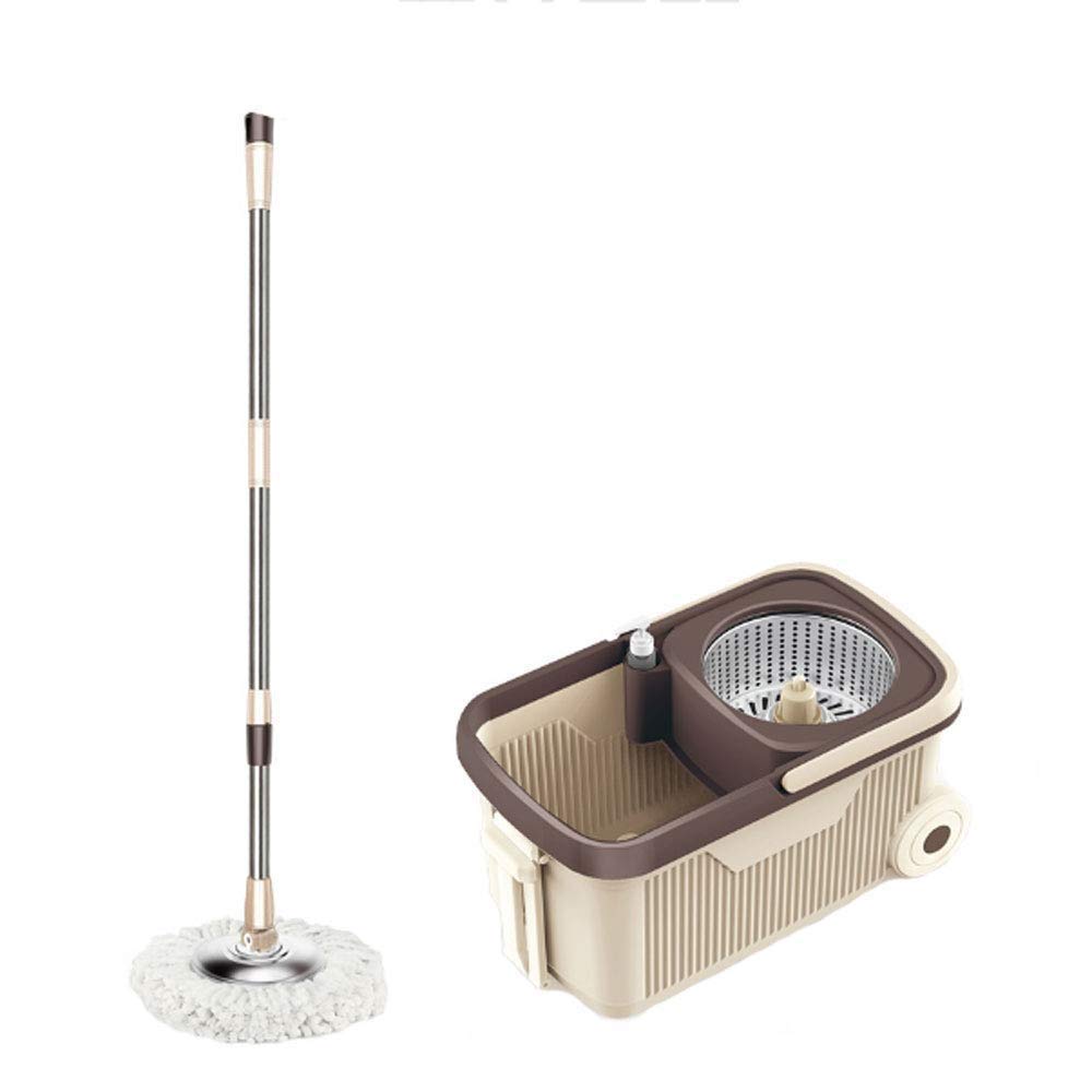 Fregona - Sistema de Cubo de fregona giratoria Fregona giratoria de Lujo de Acero Inoxidable con recambios de Cabezal de Repuesto de Microfibra