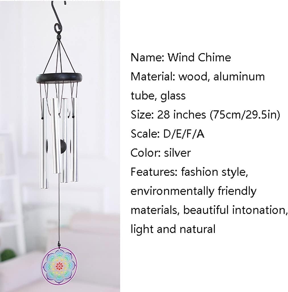 Glass Painted Metal Aluminum Pipe Wind Chimes Creative Unique Personalized Wind Chimes Gifts Indoor Outdoor Decoration (Color : Silver Size : Type c) (Silver Type a) image 2