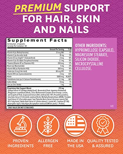 Zenwise Hair Growth Vitamins - Hair Loss Treatment with Biotin, Saw Palmetto DHT Blocker, and Vitamins to Stimulate Faster Regrowth and Curb Thinning - Supplement for Men and Women - 120 Count