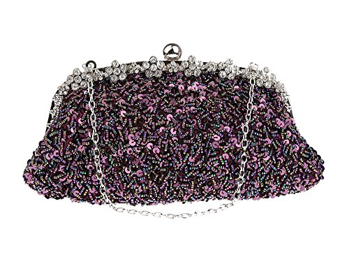 Luckywe Womens Wallet Handmade Handbag Handmade Sequin Evening Fashion Clutch Party Wristlet Purse A89 Purple
