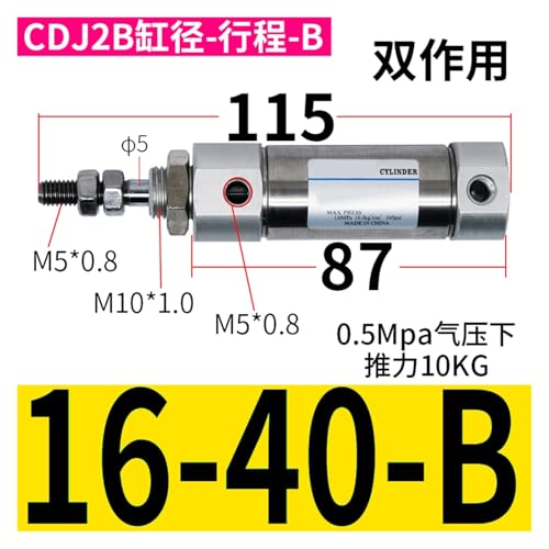 Mini cylindre pour espace restreint CDJ2B16 en acier inoxydable