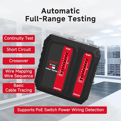 Image of NOYAFA Network Cable Tester - with POE Wire Checker, Automatic Network Tester for RJ45 RJ11 RJ12 CAT5 CAT6 CAT7 UTP Cables, for Home Office Network Maintenance, NF466