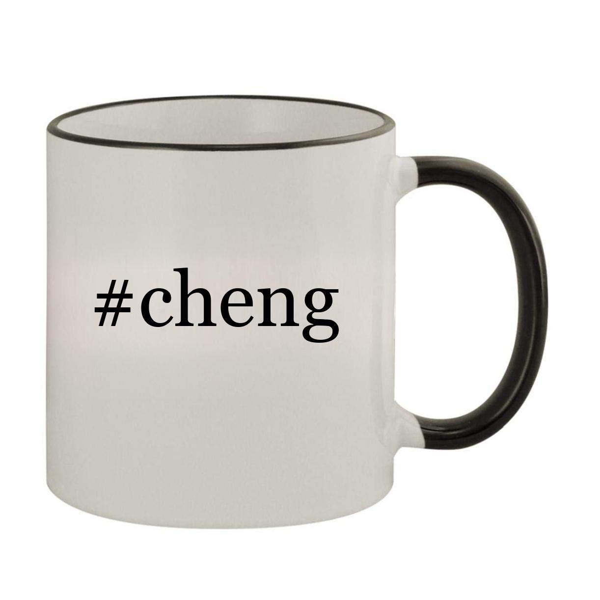 #cheng - 11oz Ceramic Colored Rim & Handle Coffee Mug, Black