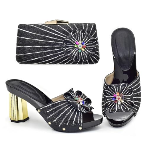 Womens Italian Shoes And Bag Set Wedding Party African High Heel Pumps And Matching Clutch Bag Set2