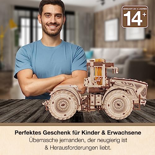 EWA Eco-Wood-Art - KIROVETS K-7M Three-Dimensional Mechanical Tractor-Puzzle for Adults and Teenagers-Collection Without Glue-596 Details, Colour Nature