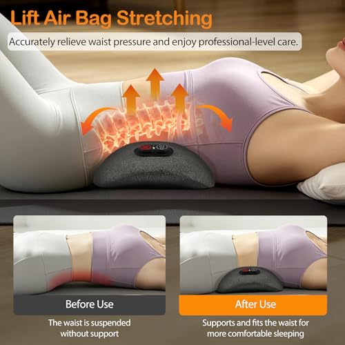 Image of Smooth Spine Triple Fusion Back Massager with Heat - Sciatica Pain Relief | Spine Decompression Device, Deep Tissue Massager for Lower Back Pain, Office Chair and Home Use