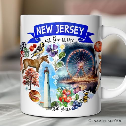 Taza cerámica con diseño artístico de Nueva Jersey 12 oz miniatura 4